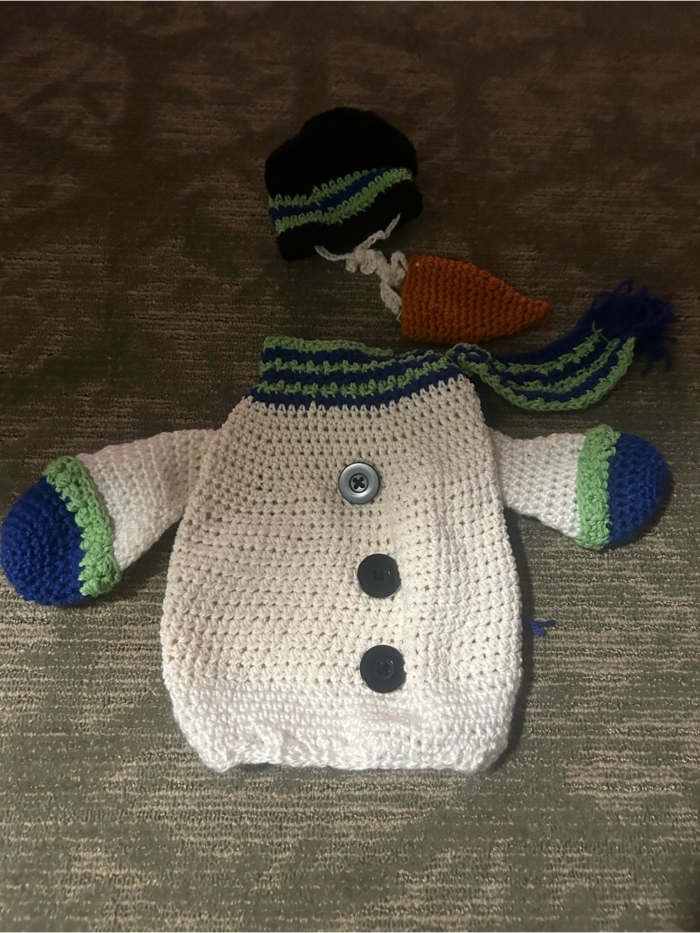 Handmade porch goose snowman outfit
